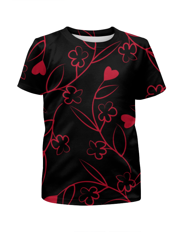 printio футболка с полной запечаткой для девочек красные сердечки Printio Футболка с полной запечаткой для девочек Сердечки