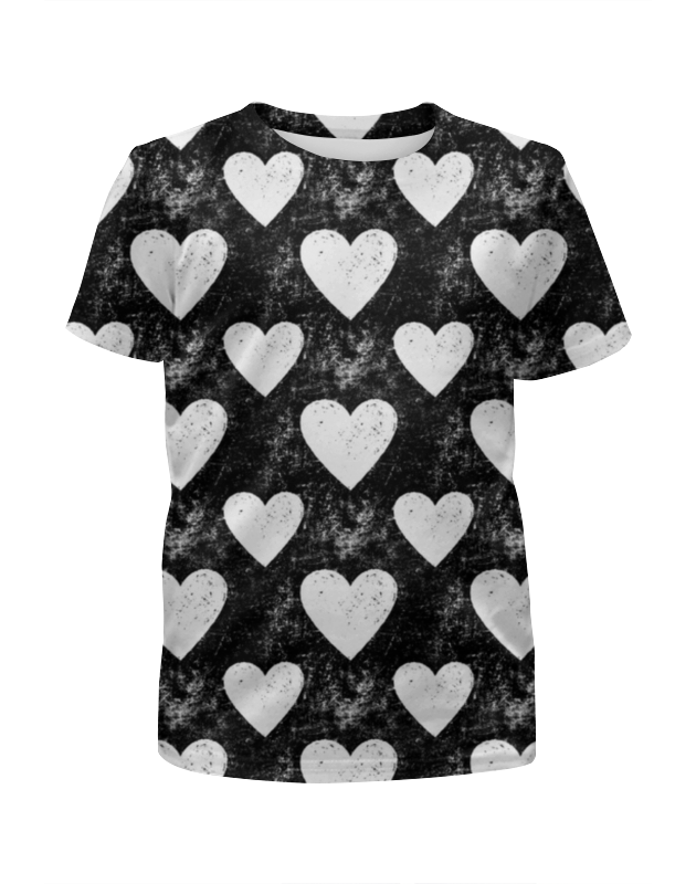 Printio Футболка с полной запечаткой для девочек Черно-белые сердца printio футболка с полной запечаткой мужская черно белые мишки