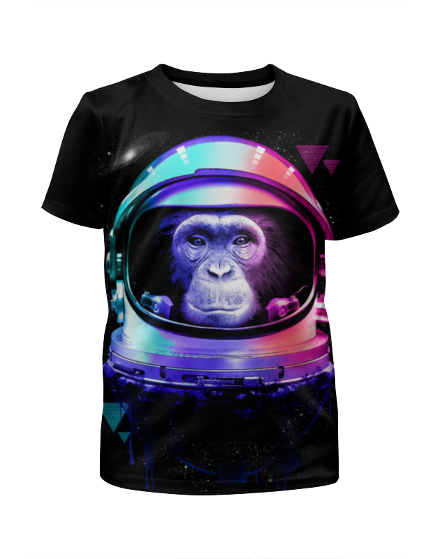 Printio Футболка с полной запечаткой для девочек Обезьяна космонавт printio футболка с полной запечаткой для девочек курящая обезьяна