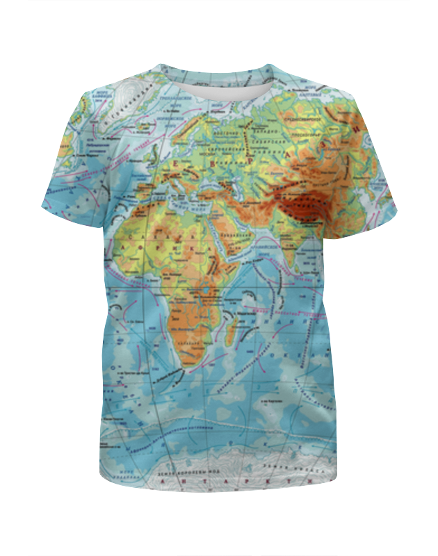 Printio Футболка с полной запечаткой для девочек Карта мира