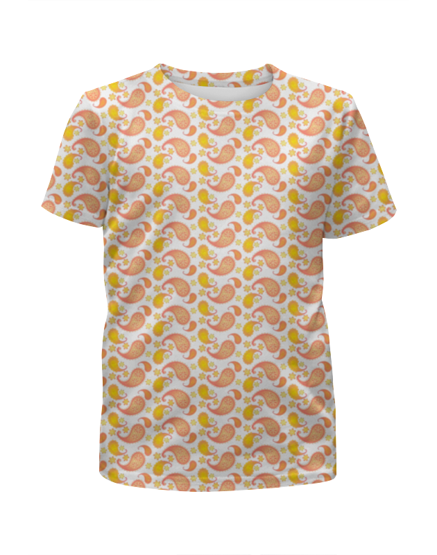 printio футболка с полной запечаткой мужская мужской орнамент пейсли Printio Футболка с полной запечаткой для девочек Пейсли розово-желтый (для девочки)