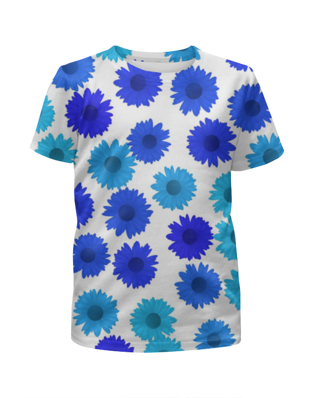 Printio Футболка с полной запечаткой для девочек Цветочный синий ромашковый printio футболка с полной запечаткой для девочек цветочный принт