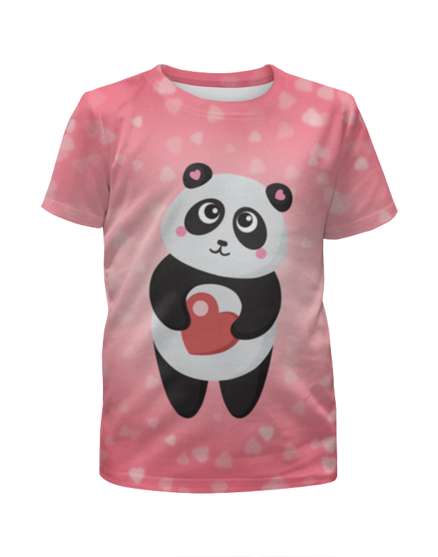 Printio Футболка с полной запечаткой для девочек Панда с сердечком printio футболка с полной запечаткой для девочек влюбленная панда