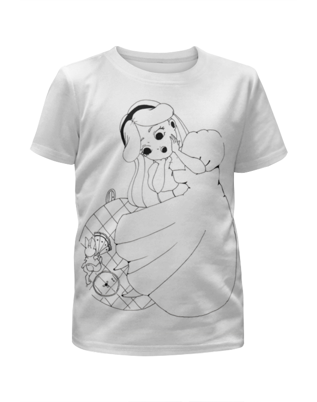 Printio Футболка с полной запечаткой для девочек Алиса и белый кролик printio футболка с полной запечаткой мужская алиса в стане чудес