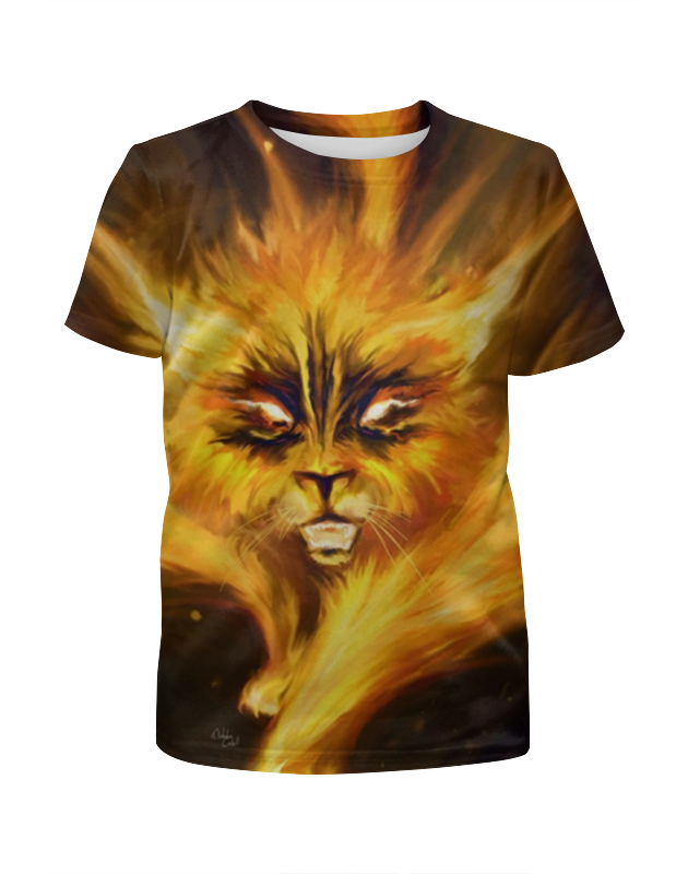 Printio Футболка с полной запечаткой для девочек Огненный кот printio футболка с полной запечаткой мужская огненный кот