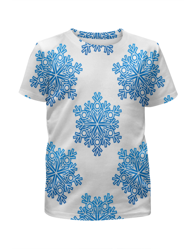 Printio Футболка с полной запечаткой для девочек Голубые снежинки printio футболка с полной запечаткой для девочек голубые снежинки