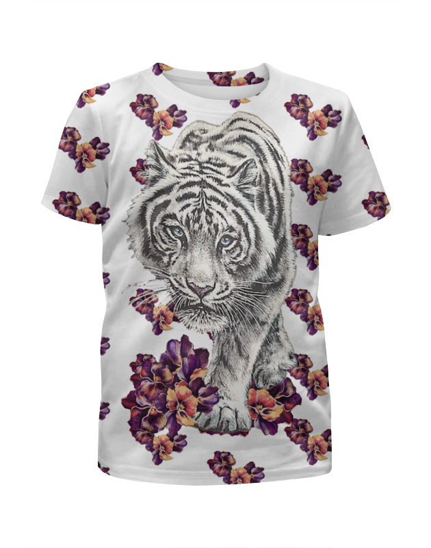 Printio Футболка с полной запечаткой для девочек Белый тигр. printio футболка с полной запечаткой для девочек уссурийский тигр 2