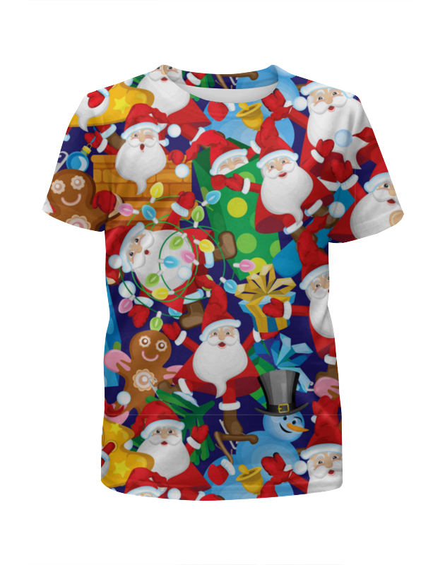 printio футболка с полной запечаткой для девочек снеговички и деды морозы Printio Футболка с полной запечаткой для девочек Нашествие дедов морозов