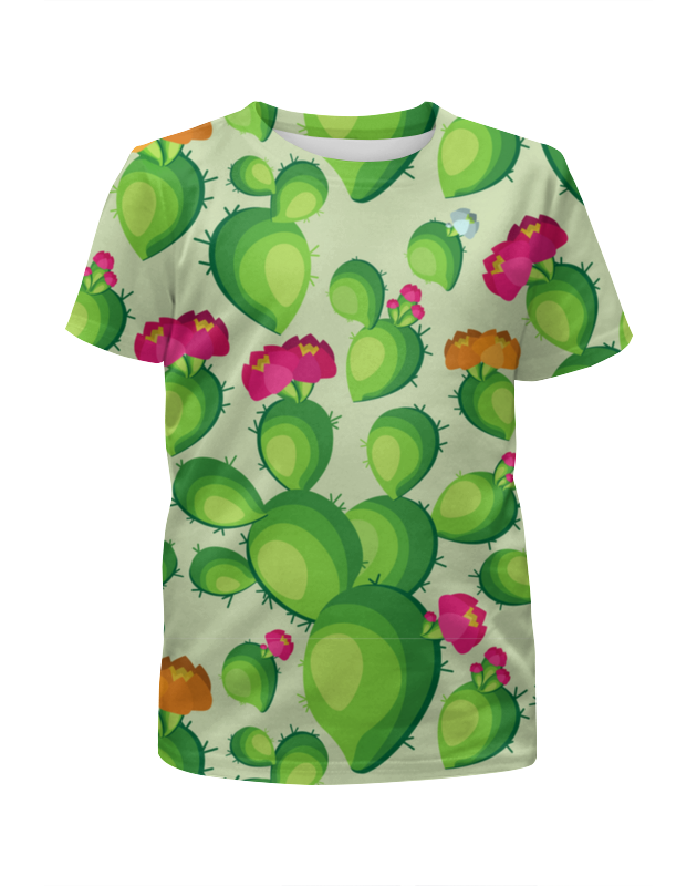 Printio Футболка с полной запечаткой для девочек Кактусы в цвету printio футболка с полной запечаткой для мальчиков кактусы в цвету