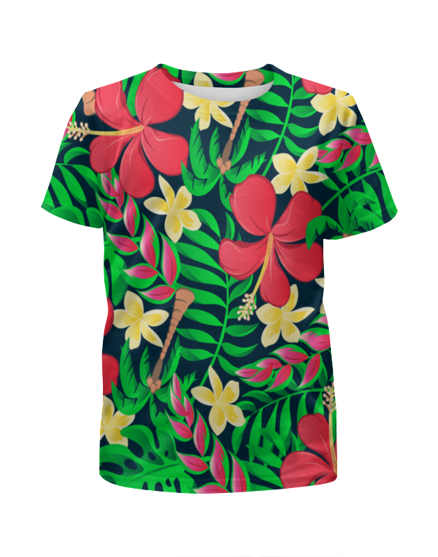 Printio Футболка с полной запечаткой для девочек Тропические цветы printio футболка с полной запечаткой для девочек тропические волы