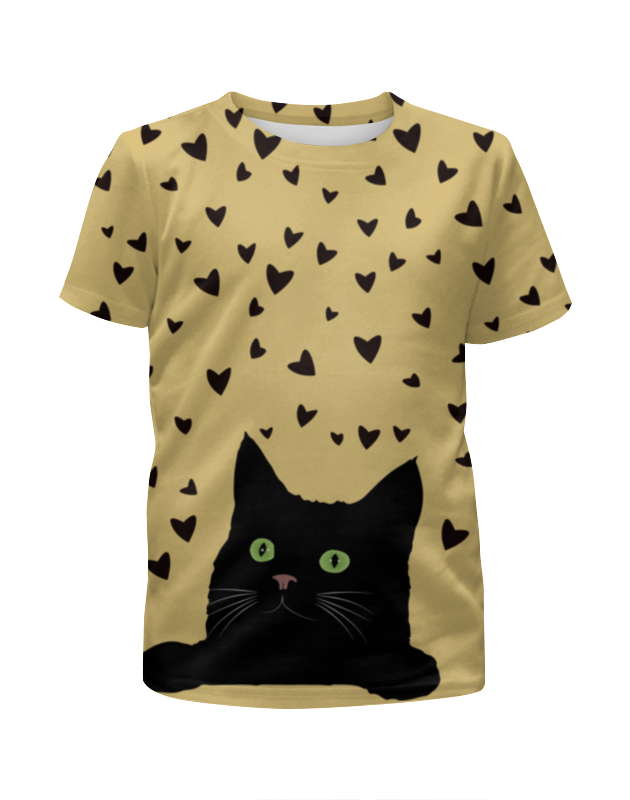 Printio Футболка с полной запечаткой для девочек Кот с сердечками printio футболка с полной запечаткой женская кот с сердечками
