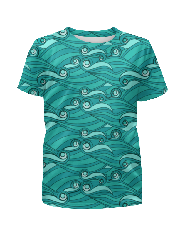 printio футболка с полной запечаткой для девочек абстрактные цветы Printio Футболка с полной запечаткой для девочек Зелёные волны