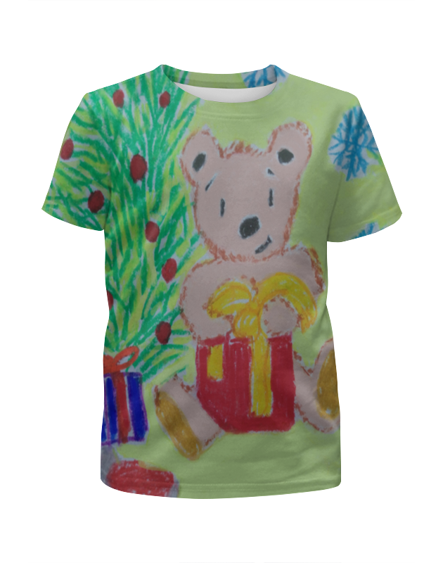 Printio Футболка с полной запечаткой для девочек Новогодний мишка printio футболка с полной запечаткой для девочек мишка на полянке