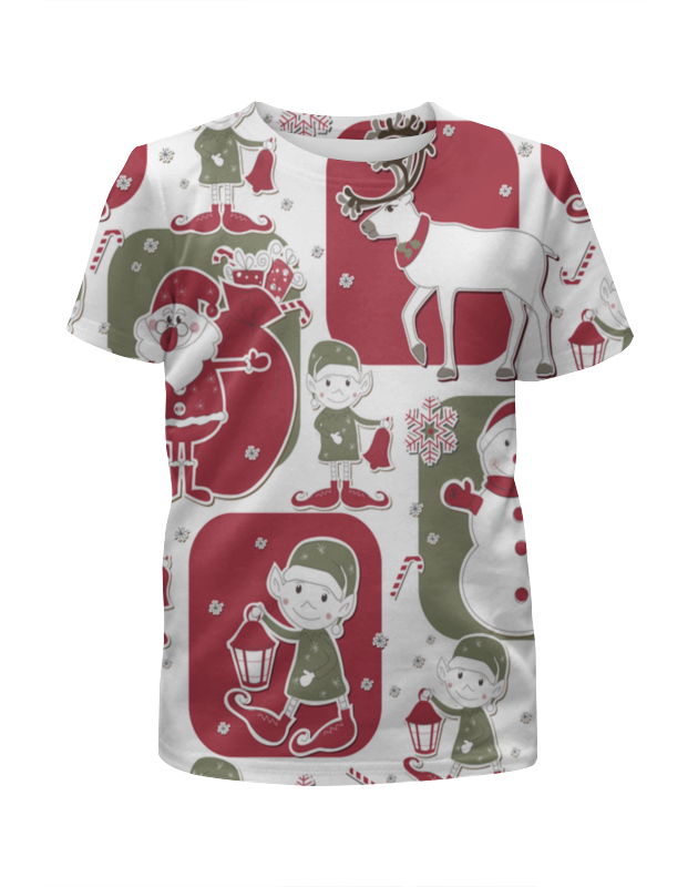 printio футболка с полной запечаткой для девочек эльф и подарок Printio Футболка с полной запечаткой для девочек Эльф и олени