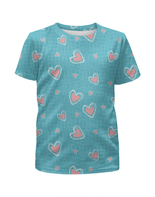 printio футболка с полной запечаткой для девочек день святого валентина Printio Футболка с полной запечаткой для девочек Сердечки