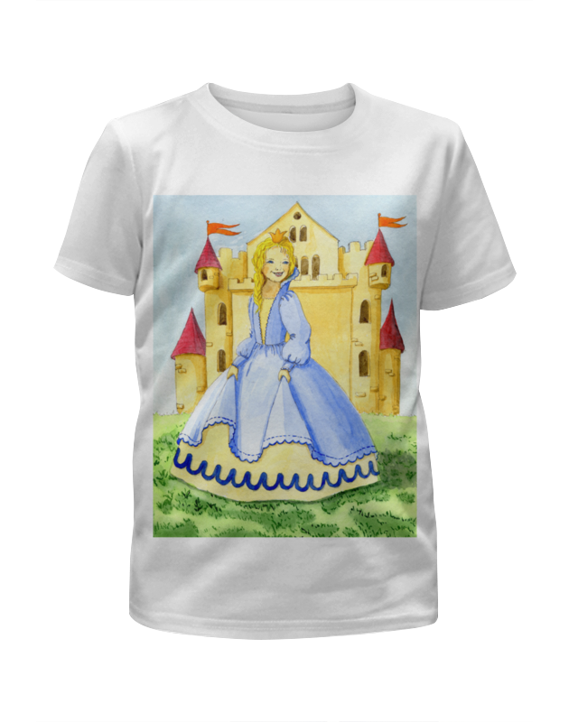 цена Printio Футболка с полной запечаткой для девочек Счастливая принцесса и ее замок