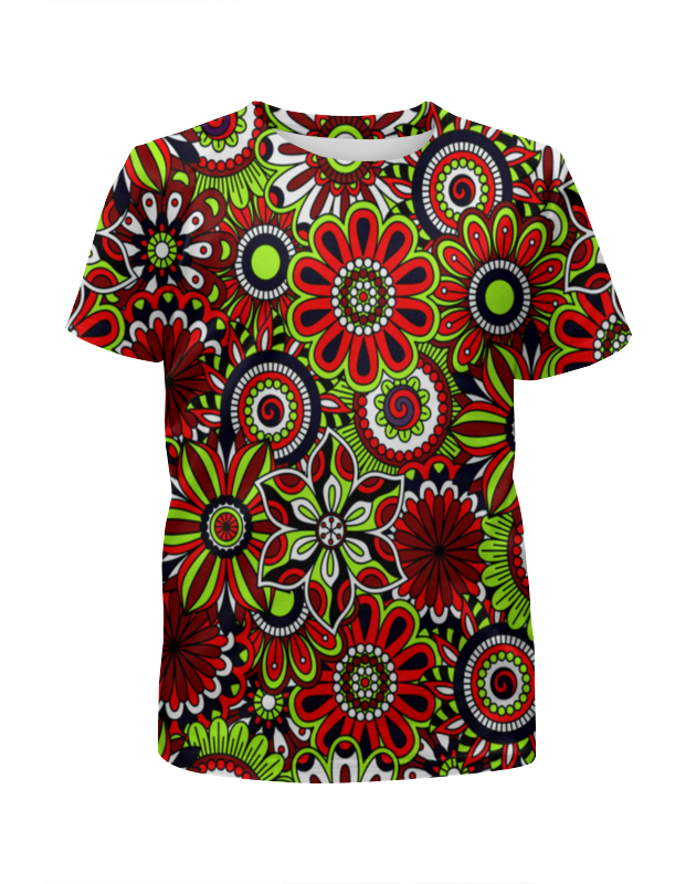Printio Футболка с полной запечаткой для девочек Узор цветов printio футболка с полной запечаткой для девочек узор цветов