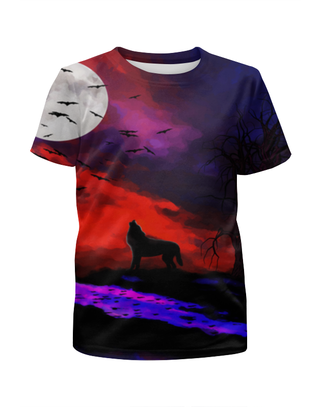 Printio Футболка с полной запечаткой для девочек Волк воющий на луну printio футболка с полной запечаткой мужская волк на луну