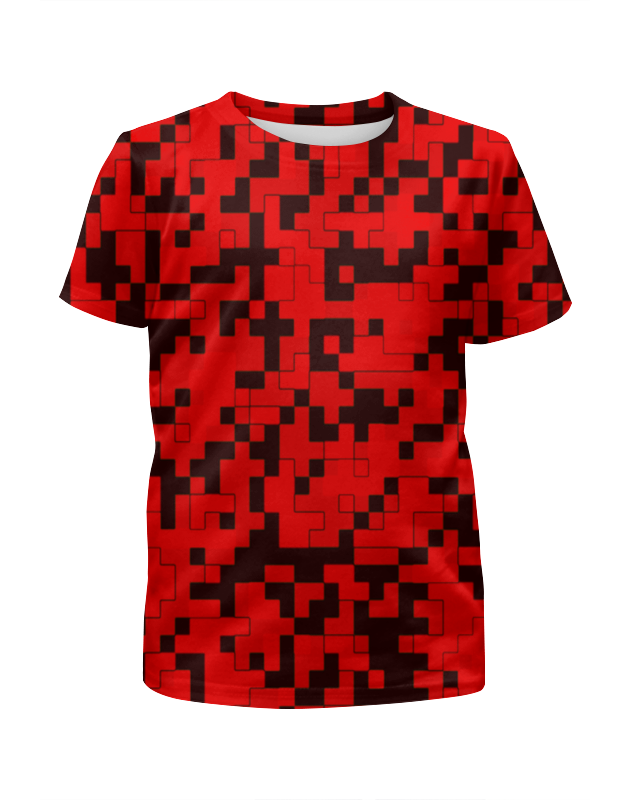 printio футболка с полной запечаткой для мальчиков красные пиксели Printio Футболка с полной запечаткой для девочек Красные пиксели
