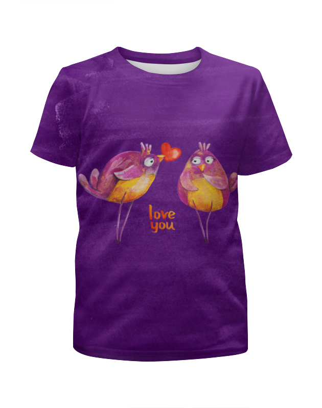 Printio Футболка с полной запечаткой для девочек Влюбленные птички. парные футболки. printio футболки парные птички мои
