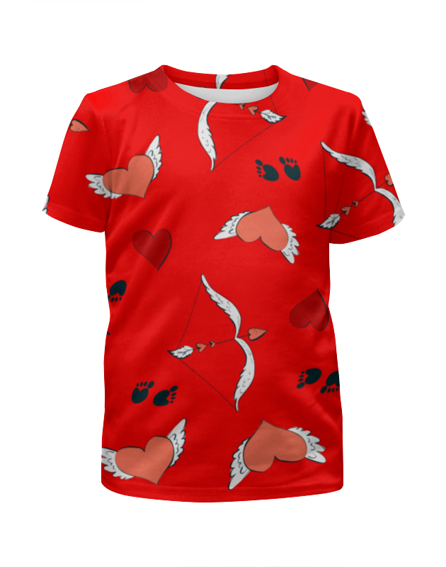 printio футболка с полной запечаткой для девочек красные сердечки Printio Футболка с полной запечаткой для девочек Сердечки