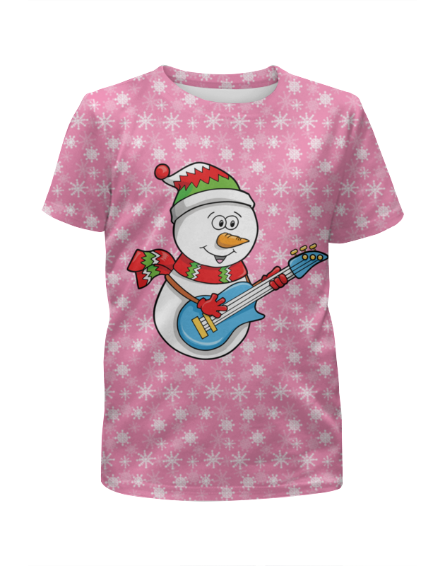 Printio Футболка с полной запечаткой для девочек Снеговик с гитарой (новый год) printio футболка с полной запечаткой мужская снеговик с гитарой новый год