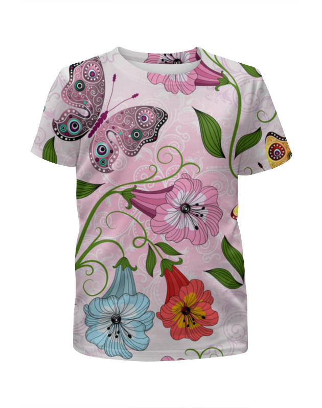 Printio Футболка с полной запечаткой для девочек Летние цветы printio футболка с полной запечаткой для девочек летние кеды