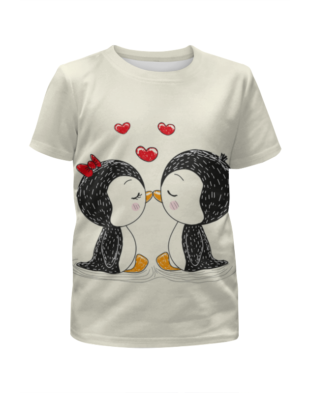 Printio Футболка с полной запечаткой для девочек Влюбленные пингвины