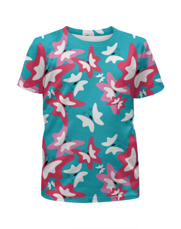 Printio Футболка с полной запечаткой для девочек Бабочки в небе printio футболка с полной запечаткой для девочек цветы на голубом