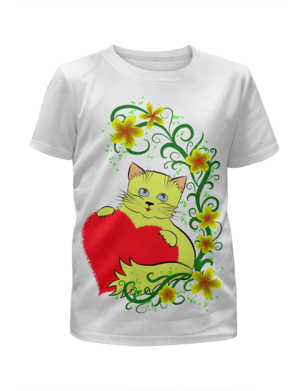 Printio Футболка с полной запечаткой для девочек Котёнок мужская футболка милый котёнок с сердцем m зеленый