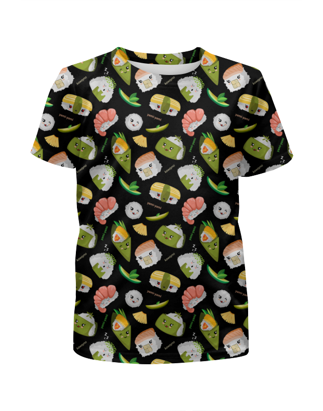 Printio Футболка с полной запечаткой для девочек Кавайные суши printio свитшот мужской с полной запечаткой кавайные суши