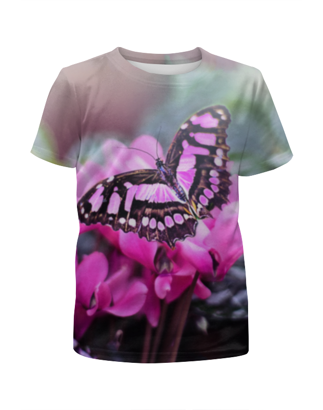Printio Футболка с полной запечаткой для девочек Бабочка на цветах printio футболка с полной запечаткой для девочек бегемот и бабочка