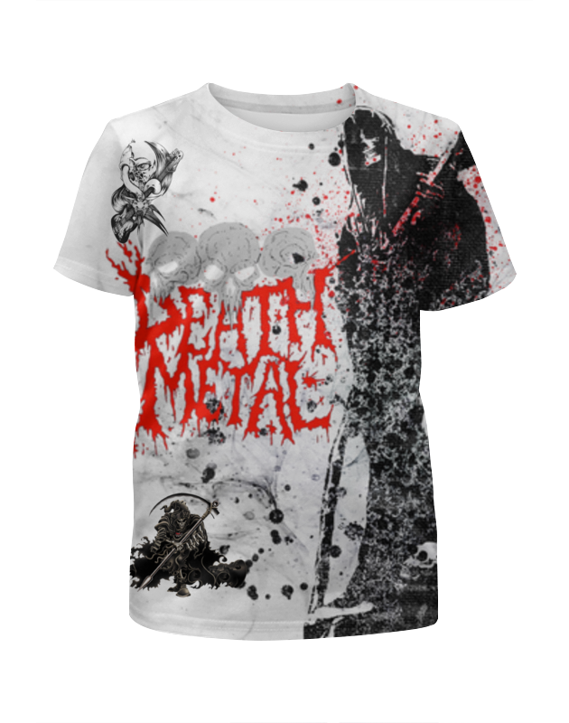 printio футболка с полной запечаткой для девочек белая сирень Printio Футболка с полной запечаткой для девочек Death metal (смерть)