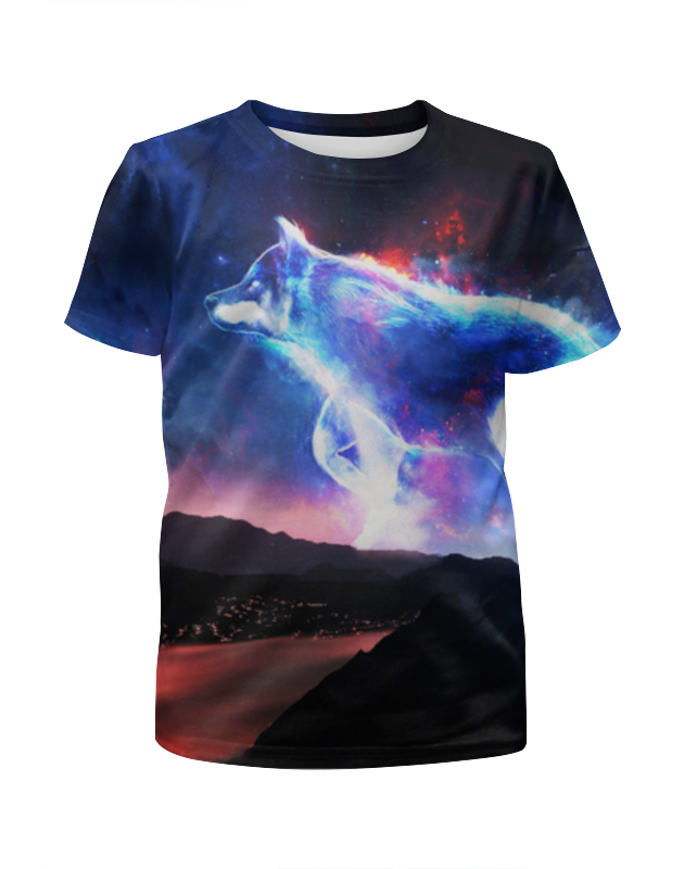 Printio Футболка с полной запечаткой для девочек Волк в космосе printio футболка с полной запечаткой для девочек котик в космосе