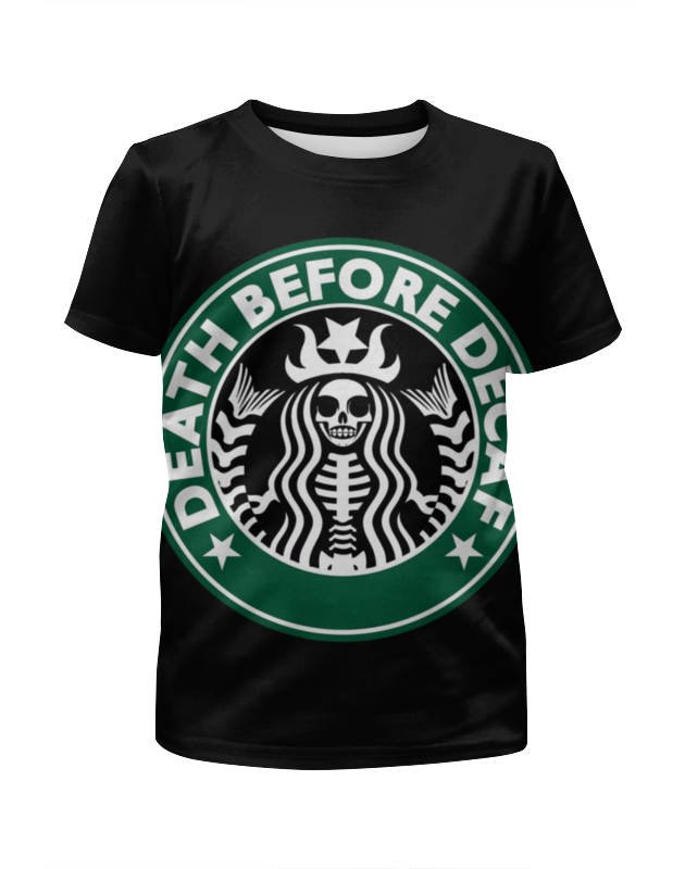 Printio Футболка с полной запечаткой для девочек Starbucks / death before decaf printio футболка с полной запечаткой для девочек starbucks skellington coffee