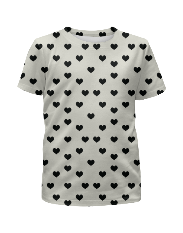 printio футболка с полной запечаткой для девочек белые сердечки Printio Футболка с полной запечаткой для девочек Сердечки