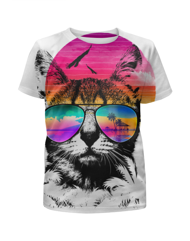 Printio Футболка с полной запечаткой для девочек Солнечный кот printio футболка с полной запечаткой для мальчиков солнечный кот