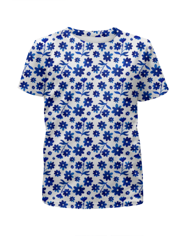 Printio Футболка с полной запечаткой для девочек Голубые цветы printio футболка с полной запечаткой для девочек голубые цветы
