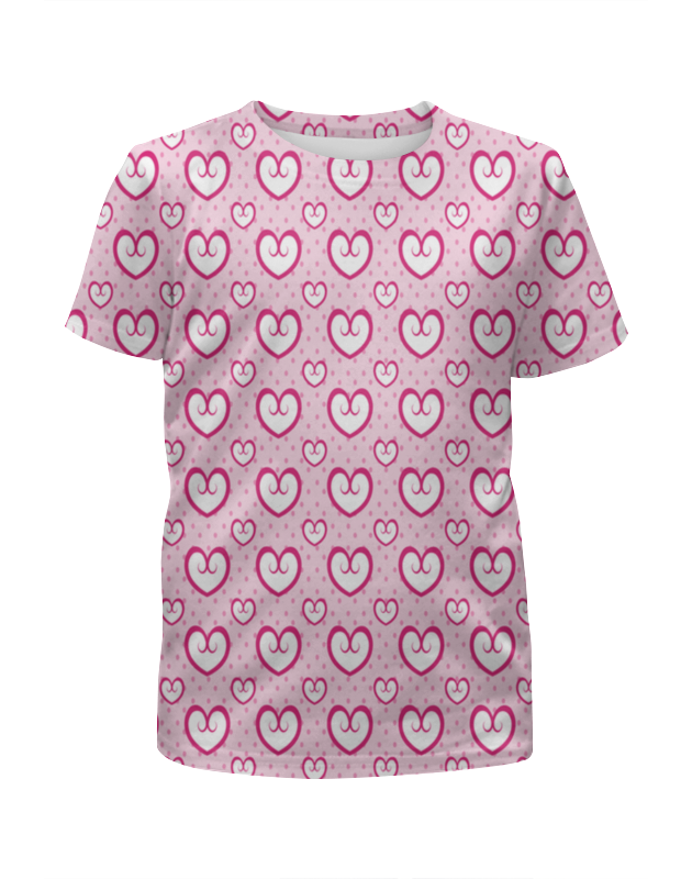 Printio Футболка с полной запечаткой для девочек Узор сердец printio футболка с полной запечаткой для девочек узор сердец