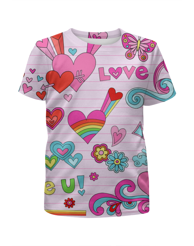 printio футболка с полной запечаткой для девочек сердечки Printio Футболка с полной запечаткой для девочек Сердечки