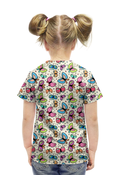 Заказать детскую футболку в Москве. Футболка с полной запечаткой для девочек Бабочки от Romanova - готовые дизайны и нанесение принтов.