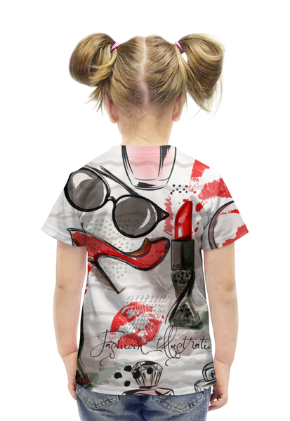 Заказать детскую футболку в Москве. Футболка с полной запечаткой для девочек Косметика от Romanova - готовые дизайны и нанесение принтов.