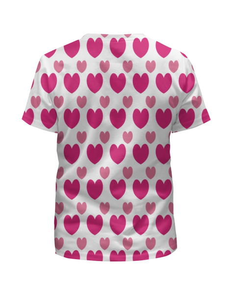 Заказать детскую футболку в Москве. Футболка с полной запечаткой для девочек Розовые сердечки от THE_NISE  - готовые дизайны и нанесение принтов.