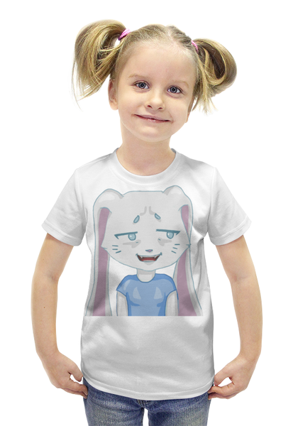 Заказать детскую футболку в Москве. Футболка с полной запечаткой для девочек Bunny in confusion от stepan201009 - готовые дизайны и нанесение принтов.