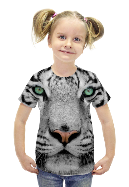 Заказать детскую футболку в Москве. Футболка с полной запечаткой для девочек Тигр  от cherdantcev - готовые дизайны и нанесение принтов.