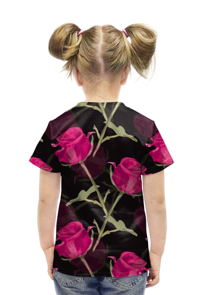 Заказать детскую футболку в Москве. Футболка с полной запечаткой для девочек Бутоны роз от THE_NISE  - готовые дизайны и нанесение принтов.