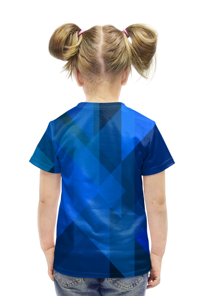 Заказать детскую футболку в Москве. Футболка с полной запечаткой для девочек Синий абстрактный от THE_NISE  - готовые дизайны и нанесение принтов.