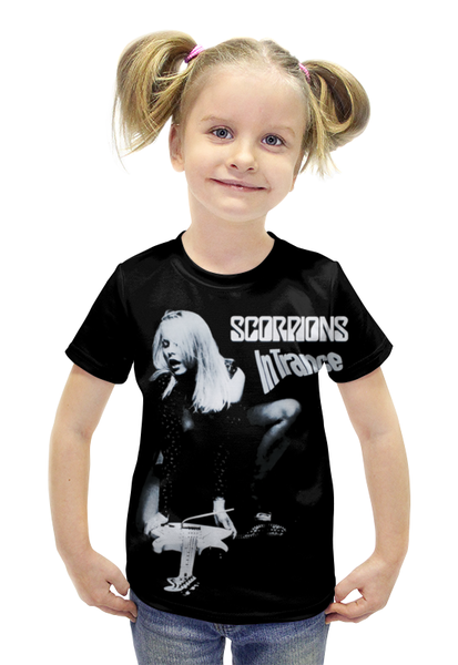Заказать детскую футболку в Москве. Футболка с полной запечаткой для девочек Scorpions Band от Leichenwagen - готовые дизайны и нанесение принтов.