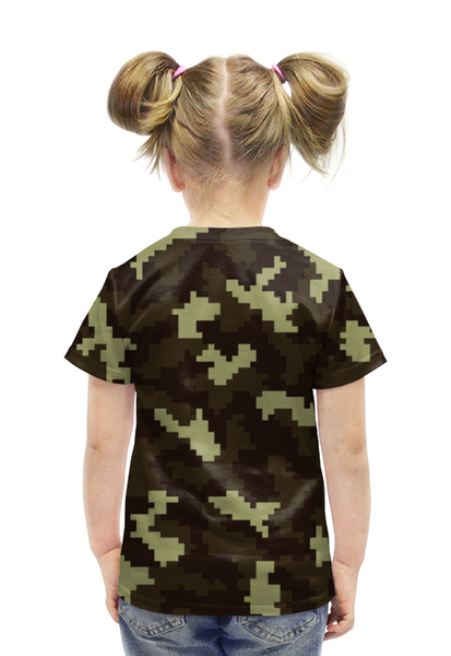 Заказать детскую футболку в Москве. Футболка с полной запечаткой для девочек Камуфляж от THE_NISE  - готовые дизайны и нанесение принтов.