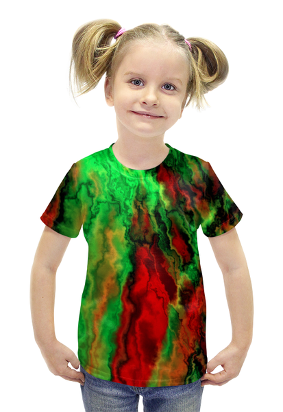 Заказать детскую футболку в Москве. Футболка с полной запечаткой для девочек Акварель от THE_NISE  - готовые дизайны и нанесение принтов.